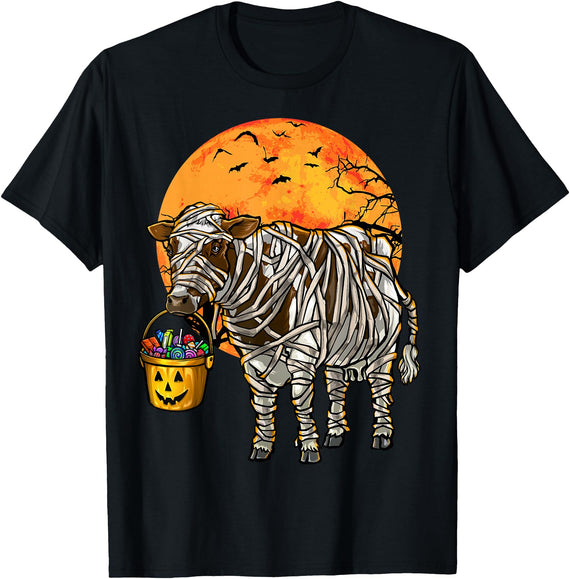 Halloween Cow Farmer T-Shirt - Black