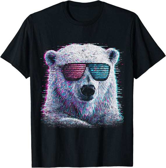 W1ldKreW Polar Bear Art Sunglasses T-Shirt - As Pictured