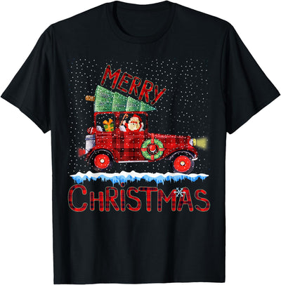 Santa Christmas Truck with Tree T-Shirt