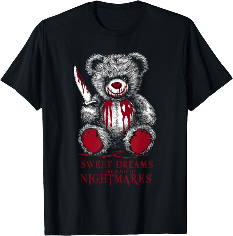 Horror Teddy Bear Horror Movie Scary Creepy Terrifying Teddy Spooky Plush Horror Teddy Bear Scary T-Shirt - Black
