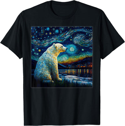 Freestyle Surrealism Starry Night Polar Bear T-Shirt