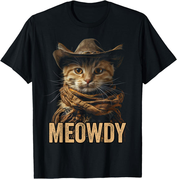 Meowdy Cat Shirt Funny Cat TShirt Meowdy Cat Shirt Meowdy Cowboy Cat Country Western Funny Cat T-Shirt - As Pictured