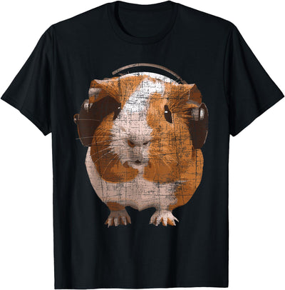 Guinea Pig With Big Headphone - Animal Rodent Lover T-Shirt