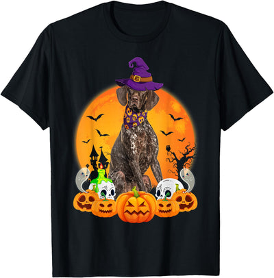 German Shorthaired Pointer Dog Halloween Gifts Pumpkin Skull Witch German Shorthaired Pointer Dog Halloween T-Shirt