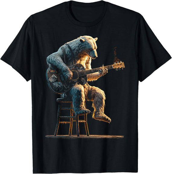 ZoofanatiK Guitar Animal Polar Bear T-Shirt - As Pictured