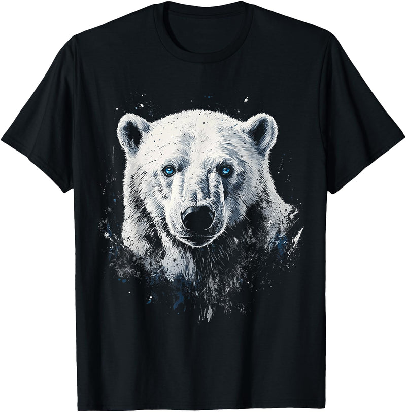 @n!mal Polar Bear Animal Motif Blue Eyes Artwork Polar Bear T-Shirt - As Pictured