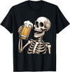 Halloween Skull Skeleton Drinking Beer Funny Kids Skeleton Drinking Beer Halloween Spooky Season Mens Womens T-Shirt - Black