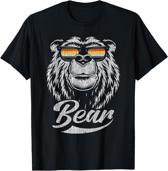 Bear Gay Pride by Content Design Studio Gay Bear Community Bear with Glasses T-Shirt - Black