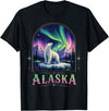 Polar Bear Art Lovers Polar Bear Under Aurora Borealis T-Shirt - Black