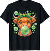 St. Patricks Day Highland Cow Blowing Bubblegum Celebrate St Patricks Day T-Shirt - Black