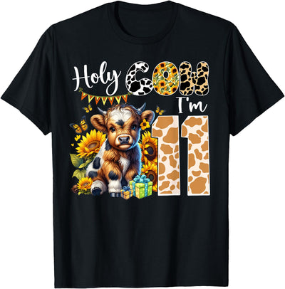 Cute Cow Farm Themed Birthday Girls Family Party Holy Cow Girls T-Shirt