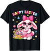 Happy Easter Coquette Easter Egg Rabbit Bunny Women Girl Kid T-Shirt in Black