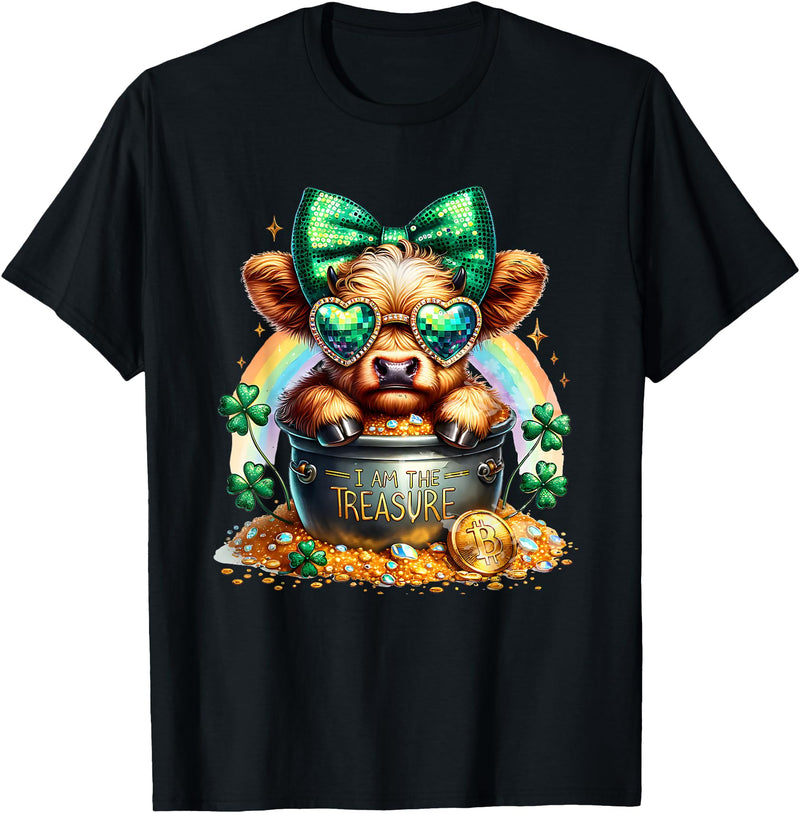 St. Patricks Day Highland Cow Highland Cow Tees St. Patricks Day Highland Cow Highland Cow T-Shirt - Black