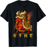 Chinese New Year of Fire Horse 2026 Funny Tee Year of The Fire Horse Zodiac Funny Chinese New Year 2026 T-Shirt - Black