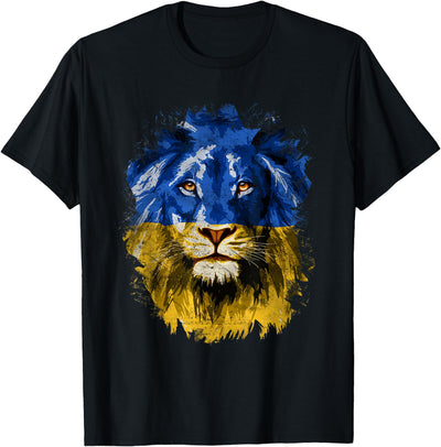 Vintage Yellow & Blue Flag Lion Face National Colours T-Shirt