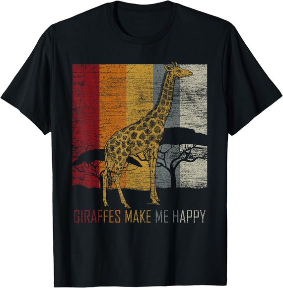 Giraffe Tee Shirt Gift Zoo Keeper Zoo Keeper Africa Vintage Retro Gift Giraffe T-Shirt - Black