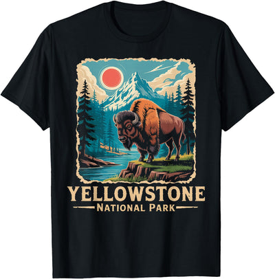 Hiking Souvenir Cow Mountain Yellowstone Wyoming Buffalo T-Shirt