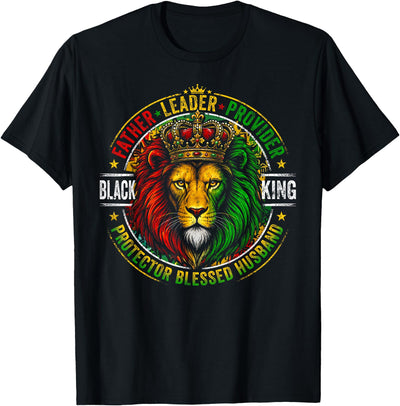 Black King Lion Juneteenth 1865 Men Dad Father's Day T-Shirt