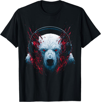 Polar Bear Lover Headphone Art T-Shirt