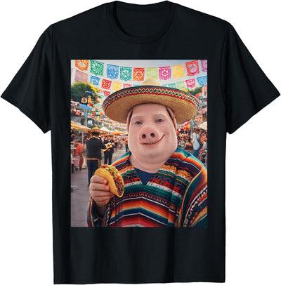 John Pork Funny Pig Man Mexican Fiesta Cinco de Mayo Taco T-Shirt