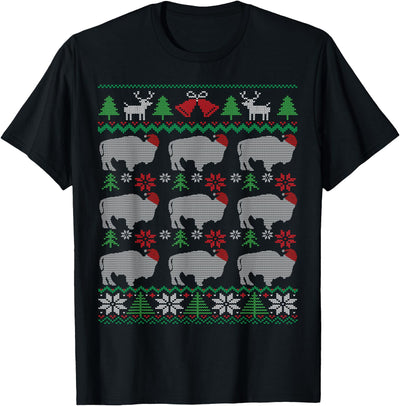 Cow Bison Christmas Ugly Christmas Bison American Buffalo T-Shirt