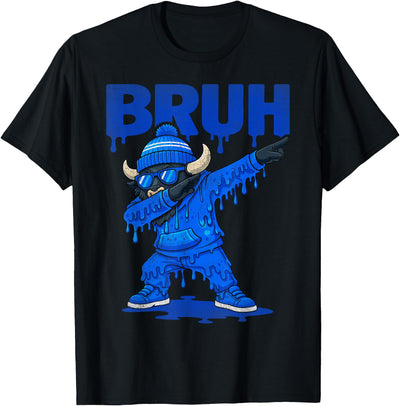 Cow Retro Dabbing Buffalo Bruh Drip Kids Youth Boys Girls T-Shirt