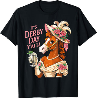 Funny Horse Talk Derby To Me Outfit Men Women Horse Racing It's Derby Day Yall KY Derby Horse 2026 T-Shirt - Black