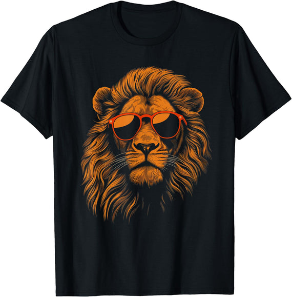 Lion Wearing Sunglasses Boys Kids Funny Lion Animal T-Shirt - As Pictured