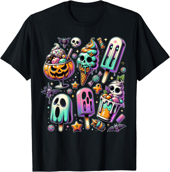 Funny Horror Movie Summer Popsicle Halloween 2024 Vintage Horror Movie Summer Popsicle Halloween Summerween T-Shirt - Black