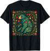 Nordic Scandinavian Folk Art Flower Designs Scandinavian Folk Art Bear Floral Pattern Nordic Animal T-Shirt - Black