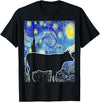 Funny Cow Van Gogh Famous Painting Cow Starry Night Van Gogh Funny Cow Farmer T-Shirt - Black