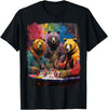 Noah&Friends Playing Card Pop Art Gambling Bears Playing Poker Cards T-Shirt - Black