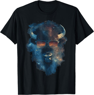 Cow Safari Animal Art Buffalo Sunglasses Funny Bison T-Shirt