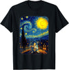 Funny Cat Starry Night Scuba Dancing Meme Scuba Dancing Meme Cat Starry Night Van Gogh T-Shirt - Black