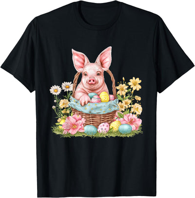 Pig Easter Pig Bunny Ears Graphic T-Shirt