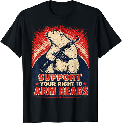 Right to Arm Bears Polar Bear Gun Rights Pun Humor T-Shirt