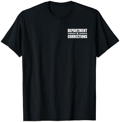 DEPARTMENT OF CORRECTIONS COSTUME TEE DEPARTMENT OF CORRECTIONS INMATE WARDEN JAIL PRISON COSTUME T-Shirt - size chart
