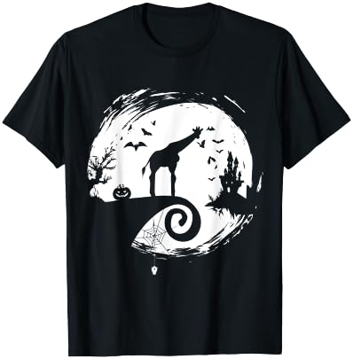 Giraffe Halloween Costume Moon Silhouette Creepy Horror T-Shirt