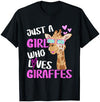 Just Girl Who Loves Giraffes Giraffe Lover Tees Just Girl Who Loves Giraffes | Giraffe T-Shirt - Navy Blue