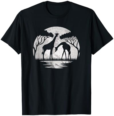 Giraffe Moon Vintage Giraffe Lover Wildlife Men Women T-Shirt