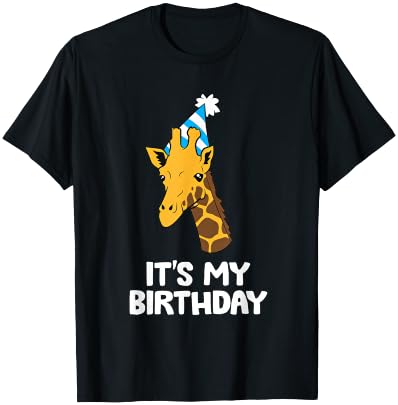 Unisex-Kids Black Small Classic Fit V-Neck Short Sleeve Giraffe Print T-Shirt