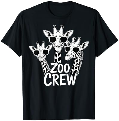 Giraffe Wearing Sunglasses Safari Animals Lover Zoo Crew T-Shirt