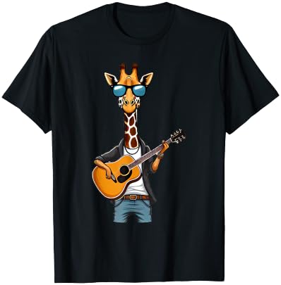 Cute Giraffe Playing Guitar Giraffes Musician Music T-Shirt