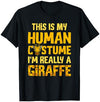 Funny Giraffe Shirts This Is My Human Costume I'm Really A Giraffe - Zoo Wildlife T-Shirt - Navy Blue