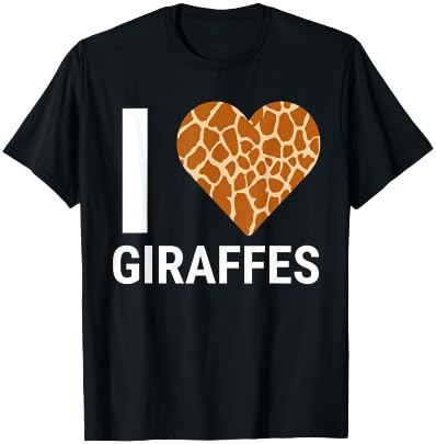 I Love Giraffes Cute Giraffe Print Heart T-Shirt