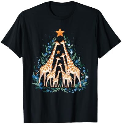 Cute Giraffes Tree Christmas Giraffe Lovers Xmas Holiday T-Shirt