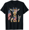 Giraffe Lovers Men Women Patriotic Giraffe Sunglasses 4th of July American Flag USA T-Shirt - Navy Blue