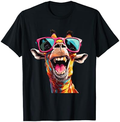 Laughing Giraffe Vintage Sunglasses African Animal Gift T-Shirt