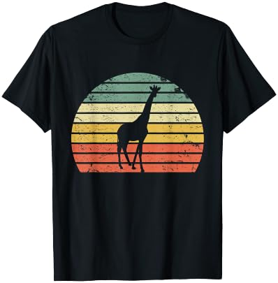 Vintage Giraffe Shirt Retro Color Sunset Silhouette T-Shirt