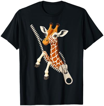 Giraffe Zipper Peek Funny Costume for Boys and Girls T-Shirt